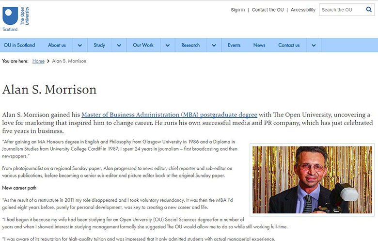 News – I’m a poster boy for The Open University Business School MBA!